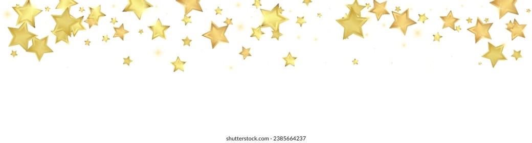 Magic stars vector overlay.  Gold stars scattered around randomly, falling down, floating.  Chaotic dreamy childish overlay template. Vector magic overlay  on white background.