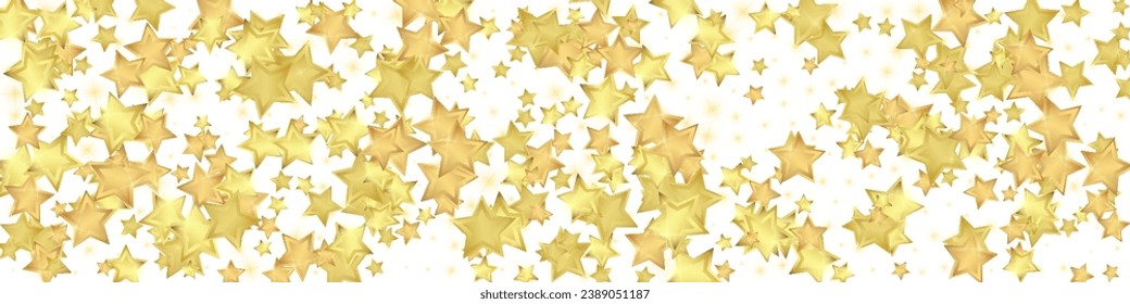 Magic stars vector overlay.  Gold stars scattered around randomly, falling down, floating.  Chaotic dreamy childish overlay template. Miraculous starry night vector  on white background.