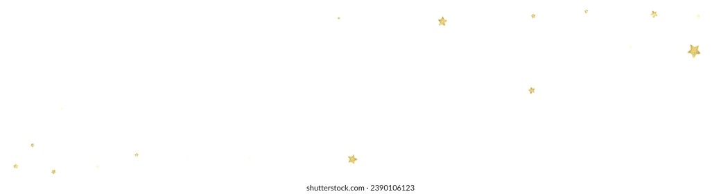 Magic stars vector overlay.  Gold stars scattered around randomly, falling down, floating.  Chaotic dreamy childish overlay template. Vector fairytale  on white background.