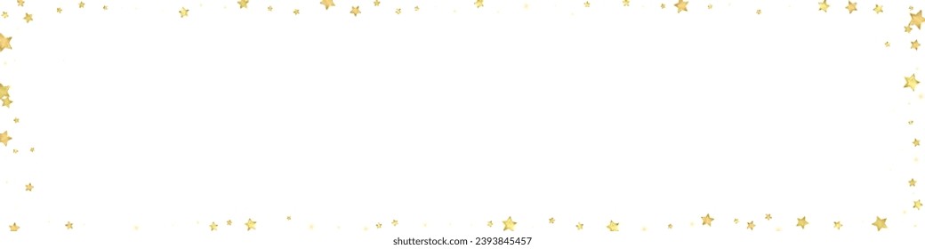 Superposición vectorial de las estrellas mágicas.  Estrellas de oro dispersas al azar, cayendo, flotando.  Una plantilla de superposición infantil de ensueño caótico. sobre fondo blanco.