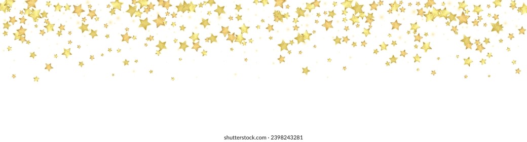 Magic stars vector overlay.  Gold stars scattered around randomly, falling down, floating.  Chaotic dreamy childish overlay template. Miraculous starry night vector  on white background.