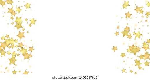 Magic stars vector overlay.  Gold stars scattered around randomly, falling down, floating.  Chaotic dreamy childish overlay template. Vector magic overlay  on white background.