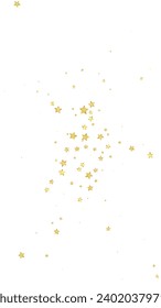 Magic stars vector overlay.  Gold stars scattered around randomly, falling down, floating.  Chaotic dreamy childish overlay template. on white background.
