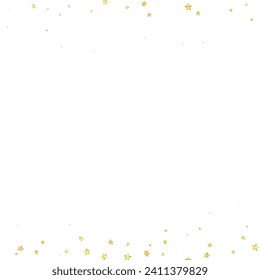Magic stars vector overlay.  Gold stars scattered around randomly, falling down, floating.  Chaotic dreamy childish overlay template. Vector fairytale  on white background.