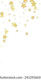 Magic stars vector overlay.  Gold stars scattered around randomly, falling down, floating.  Chaotic dreamy childish overlay template. Vector magic overlay  on white background.