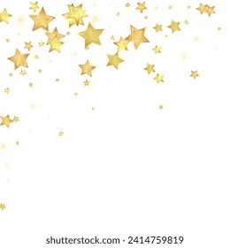 Magic stars vector overlay.  Gold stars scattered around randomly, falling down, floating.  Chaotic dreamy childish overlay template. Miraculous starry night vector  on white background.