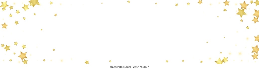 Magic stars vector overlay.  Gold stars scattered around randomly, falling down, floating.  Chaotic dreamy childish overlay template. Enchanting vector with magic stars on white background.