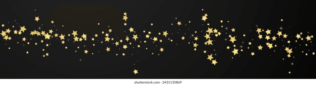 Magic stars vector overlay.  Gold stars scattered around randomly, falling down, floating.  Chaotic dreamy childish overlay template. on black background.