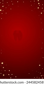Magic stars vector overlay.  Gold stars scattered around randomly, falling down, floating.  Chaotic dreamy childish overlay template. Magical cartoon night sky on red background.