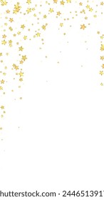 Magic stars vector overlay.  Gold stars scattered around randomly, falling down, floating.  Chaotic dreamy childish overlay template. Miraculous starry night vector  on white background.