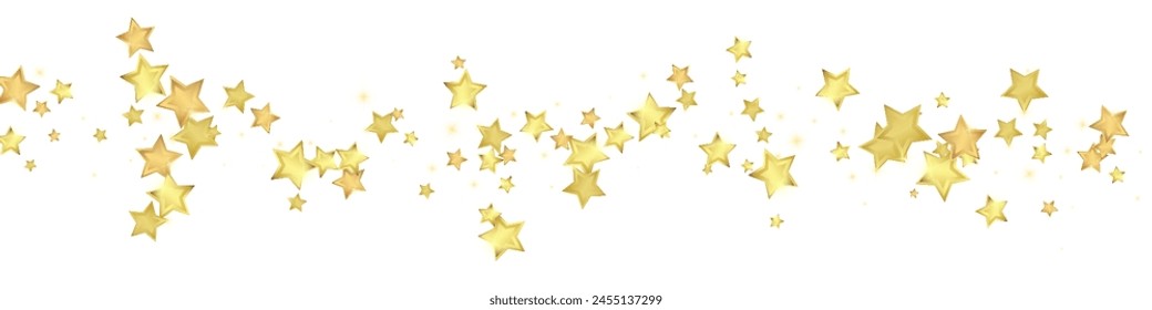 Magic stars vector overlay.  Gold stars scattered around randomly, falling down, floating.  Chaotic dreamy childish overlay template. Vector magic overlay  on white background.