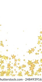 Magic stars vector overlay.  Gold stars scattered around randomly, falling down, floating.  Chaotic dreamy childish overlay template. Vector magic overlay  on white background.