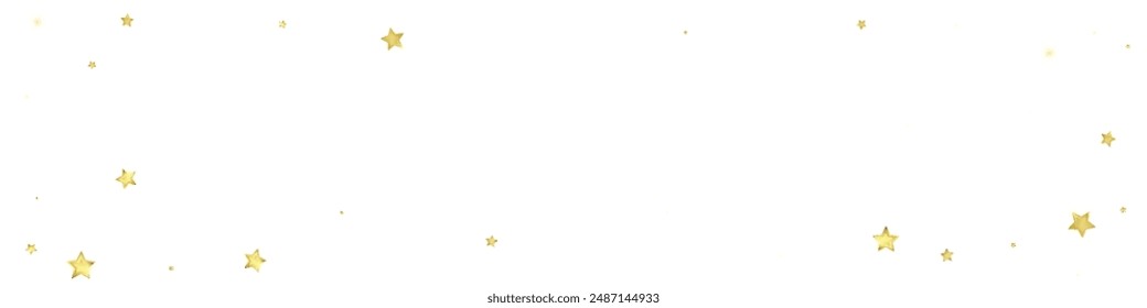 Magic stars vector overlay.  Gold stars scattered around randomly, falling down, floating.  Chaotic dreamy childish overlay template. Vector fairytale  on white background.