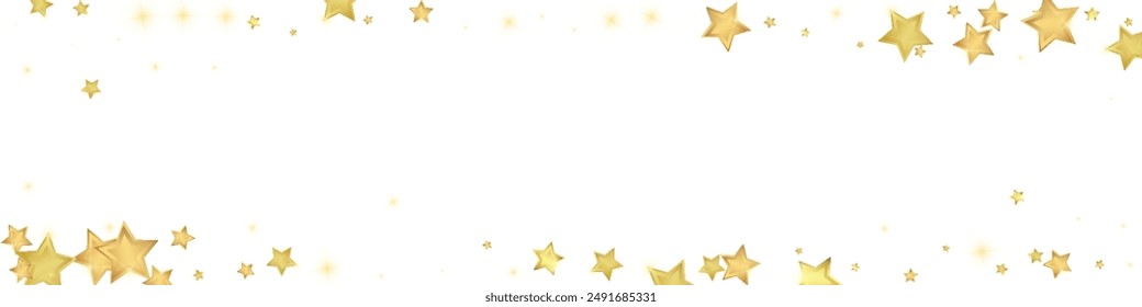 Magic stars vector overlay.  Gold stars scattered around randomly, falling down, floating.  Chaotic dreamy childish overlay template. Vector magic overlay  on white background.