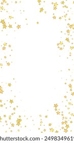Magic stars vector overlay.  Gold stars scattered around randomly, falling down, floating.  Chaotic dreamy childish overlay template. on white background.