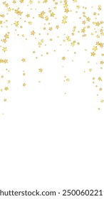 Magic stars vector overlay.  Gold stars scattered around randomly, falling down, floating.  Chaotic dreamy childish overlay template. Vector fairytale  on white background.