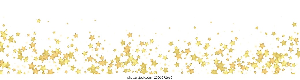 Magic stars vector overlay.  Gold stars scattered around randomly, falling down, floating.  Chaotic dreamy childish overlay template. Miraculous starry night vector  on white background.