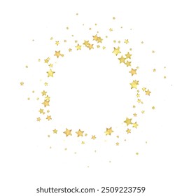 Magic stars vector overlay.  Gold stars scattered around randomly, falling down, floating.  Chaotic dreamy childish overlay template. Vector magic overlay  on white background.