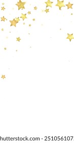 Magic stars vector overlay.  Gold stars scattered around randomly, falling down, floating.  Chaotic dreamy childish overlay template. Miraculous starry night vector  on white background.