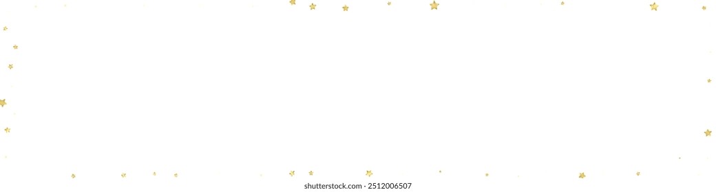 Magic stars vector overlay.  Gold stars scattered around randomly, falling down, floating.  Chaotic dreamy childish overlay template. Vector magic overlay  on white background.