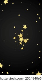 Magic stars vector overlay.  Gold stars scattered around randomly, falling down, floating.  Chaotic dreamy childish overlay template. Vector magic overlay  on black background.