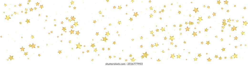 Magic stars vector overlay.  Gold stars scattered around randomly, falling down, floating.  Chaotic dreamy childish overlay template. Miraculous starry night vector  on white background.