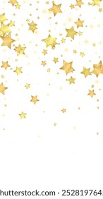 Magic stars vector overlay.  Gold stars scattered around randomly, falling down, floating.  Chaotic dreamy childish overlay template. Vector magic overlay  on white background.