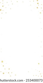 Magic stars vector overlay.  Gold stars scattered around randomly, falling down, floating.  Chaotic dreamy childish overlay template. Vector fairytale  on white background.