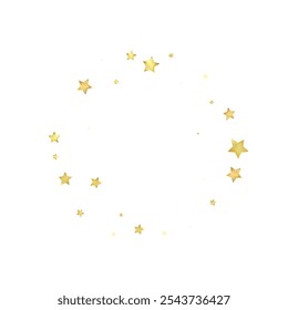 Magic stars vector overlay.  Gold stars scattered around randomly, falling down, floating.  Chaotic dreamy childish overlay template. Vector magic overlay  on white background.