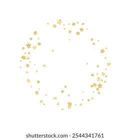 Magic stars vector overlay.  Gold stars scattered around randomly, falling down, floating.  Chaotic dreamy childish overlay template. Vector magic overlay  on white background.