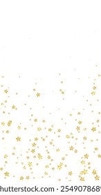 Magic stars vector overlay.  Gold stars scattered around randomly, falling down, floating.  Chaotic dreamy childish overlay template. on white background.