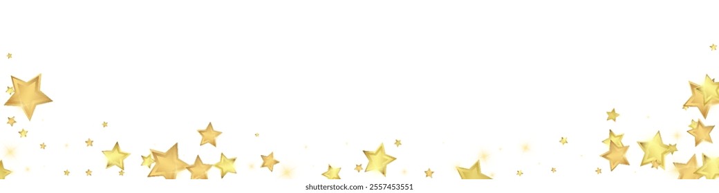 Magic stars vector overlay.  Gold stars scattered around randomly, falling down, floating.  Chaotic dreamy childish overlay template. Miraculous starry night vector  on white background.