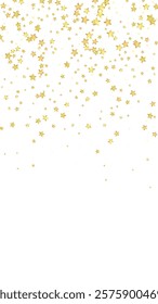 Magic stars vector overlay.  Gold stars scattered around randomly, falling down, floating.  Chaotic dreamy childish overlay template. Vector fairytale  on white background.