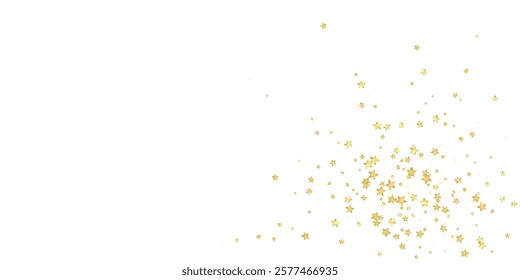Magic stars vector overlay.  Gold stars scattered around randomly, falling down, floating.  Chaotic dreamy childish overlay template. Vector magic overlay  on white background.