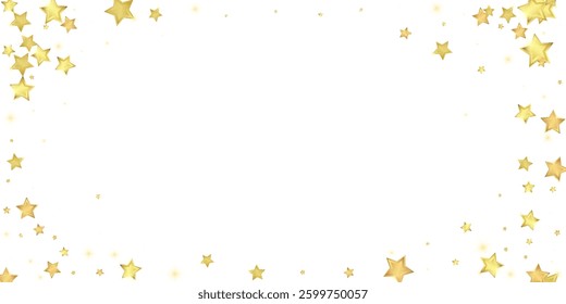 Magic stars vector overlay.  Gold stars scattered around randomly, falling down, floating.  Chaotic dreamy childish overlay template. Miraculous starry night vector  on white background.