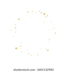 Magic stars vector overlay.  Gold stars scattered around randomly, falling down, floating.  Chaotic dreamy childish overlay template. on white background.