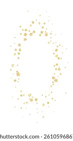 Magic stars vector overlay.  Gold stars scattered around randomly, falling down, floating.  Chaotic dreamy childish overlay template. Enchanting vector with magic stars on white background.