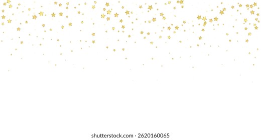 Magic stars vector overlay.  Gold stars scattered around randomly, falling down, floating.  Chaotic dreamy childish overlay template. Miraculous starry night vector  on white background.