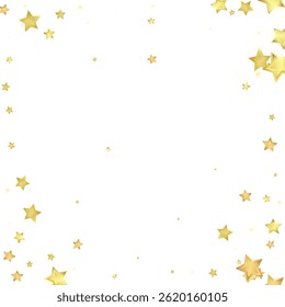 Magic stars vector overlay.  Gold stars scattered around randomly, falling down, floating.  Chaotic dreamy childish overlay template. Miraculous starry night vector  on white background.