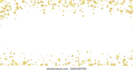 Magic stars vector overlay.  Gold stars scattered around randomly, falling down, floating.  Chaotic dreamy childish overlay template. Miraculous starry night vector  on white background.