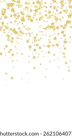 Magic stars vector overlay.  Gold stars scattered around randomly, falling down, floating.  Chaotic dreamy childish overlay template. Miraculous starry night vector  on white background.