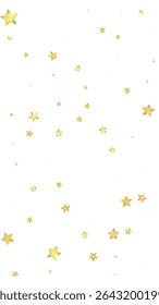 Magic stars vector overlay.  Gold stars scattered around randomly, falling down, floating.  Chaotic dreamy childish overlay template. Vector fairytale  on white background.