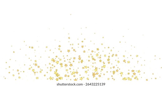 Magic stars vector overlay.  Gold stars scattered around randomly, falling down, floating.  Chaotic dreamy childish overlay template. Vector magic overlay  on white background.