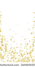 Magic stars vector overlay.  Gold stars scattered around randomly, falling down, floating.  Chaotic dreamy childish overlay template. Miraculous starry night vector  on white background.