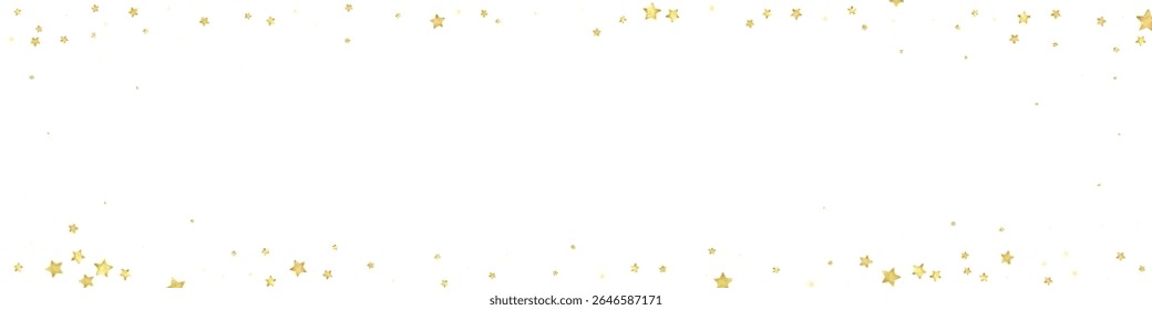 Magic stars vector overlay.  Gold stars scattered around randomly, falling down, floating.  Chaotic dreamy childish overlay template. Miraculous starry night vector  on white background.