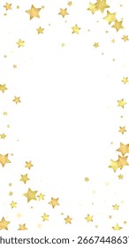 Superposición de Vector de estrellas mágicas.  Estrellas de oro esparcidas al azar, cayendo, flotando.  Caótica Plantilla infantil de ensueño. Milagroso Vector de noche estrellado sobre fondo blanco.