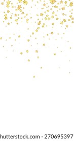 Magic stars vector overlay.  Gold stars scattered around randomly, falling down, floating.  Chaotic dreamy childish overlay template. Vector fairytale  on white background.