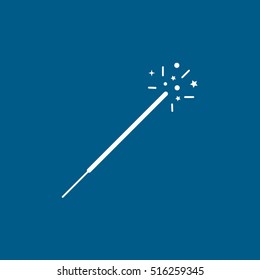 Magic Stick Christmas New Year Flat Icon On Blue Background