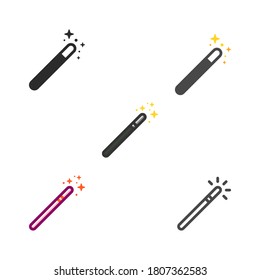magic stick flat halloween icon pack