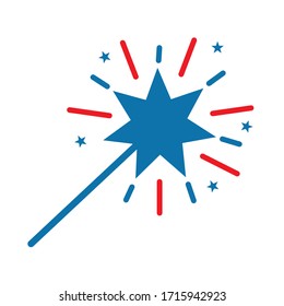 Magic stick flat style icon design, Magician medieval fantasy wizard witchcraft fairy costume witch and old theme Vector illustration